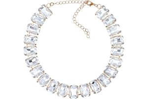 JNF Crystal Rhinestone Choker Collar Necklace For Women Colorful Gemstones Neck Chain Trendy Sparkly Statement Piece Crystal Rhinestone Bib Necklace