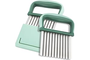 Crinkle Cutter/Wavy Knife for Any Vegetable, Veggie Cutter for Potato Carrot, Stainless Steel French Fries Slicer, Safe Home 