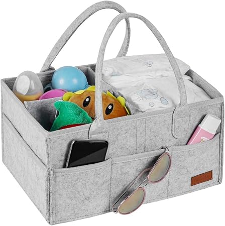 grey felt nappy caddy