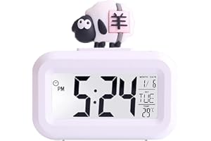Cute Electronic Clock, Cartoon Design LED Display with Calendar Alarm Temperature, LED Digital Display Alarm Clocks for Kids 