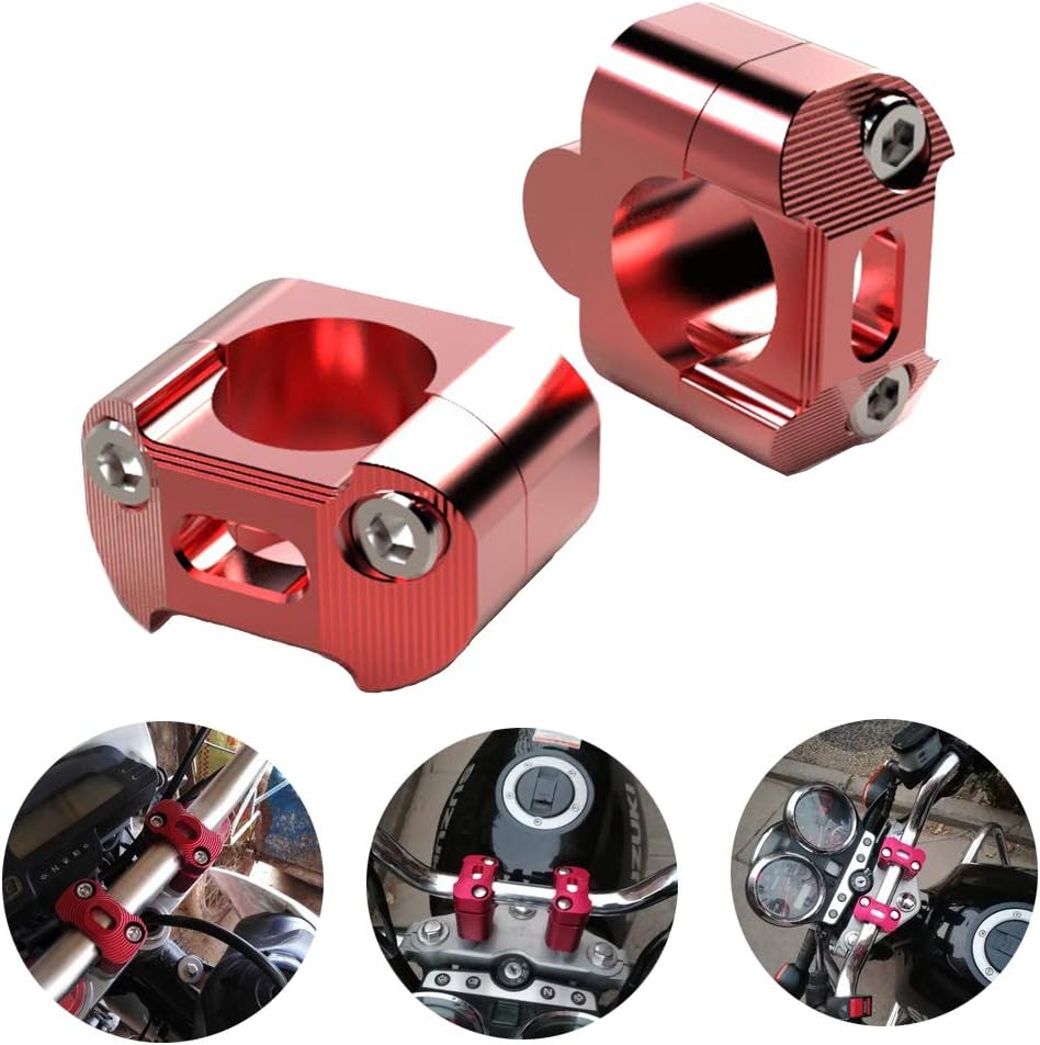 MOTOBA CNC Aluminium Alloy Motorcycle HandleBar Handle Fat Bar Mount Clamps Riser Universal Fit for ATVs, Dirt Bikes, and Motorcycles with 1 1/8"(28mm) Bar(Red)