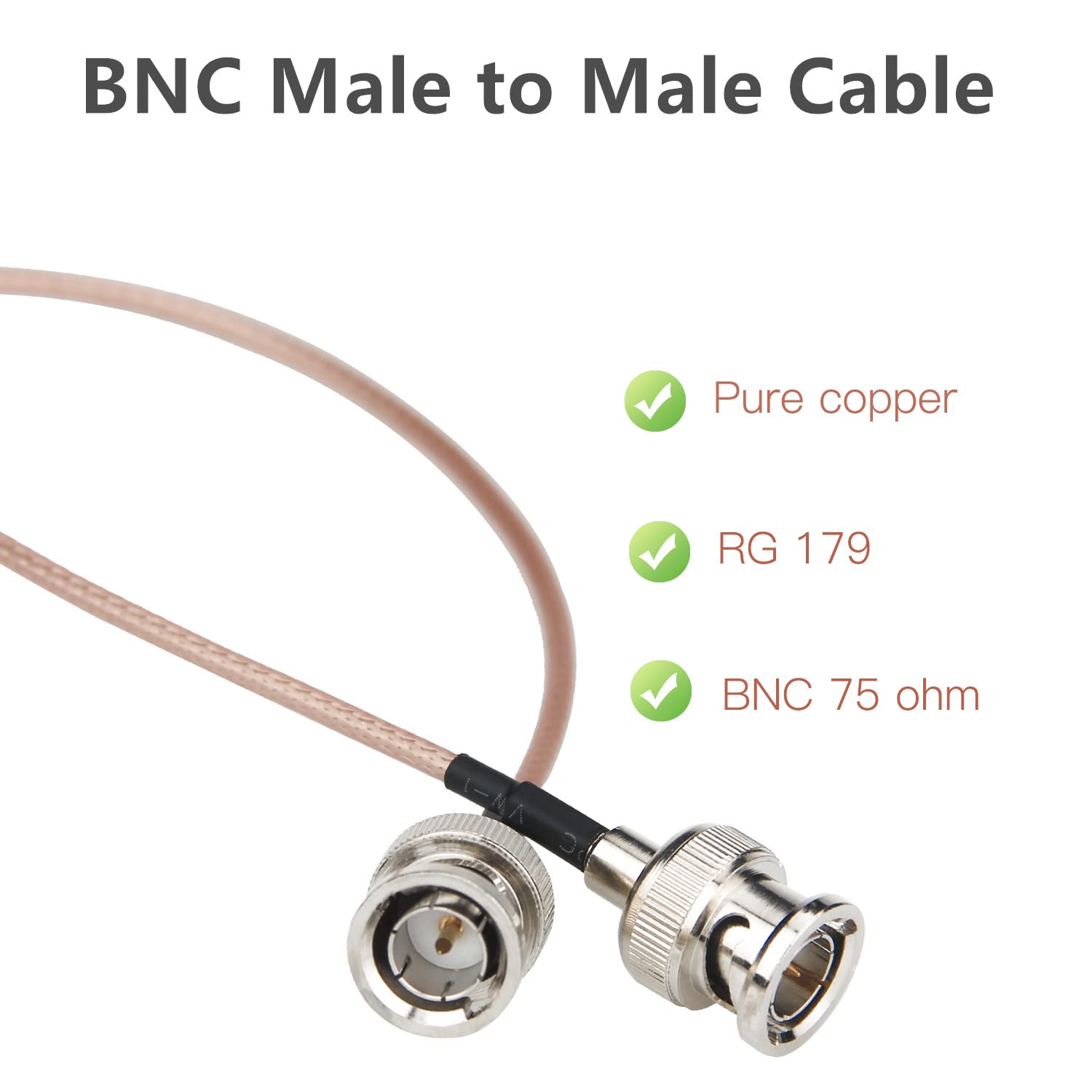Ullnosoo SDI Cable, 2pcs 1ft BNC Male to Male 3G HD SDI Cable, 75 Ohm 12inch Coax Cable Extender Jumper Adapter RG179, for 4K 1080P Vedio 3G-SDI SDI Video Equipment, CCTV, DVR, Cameras