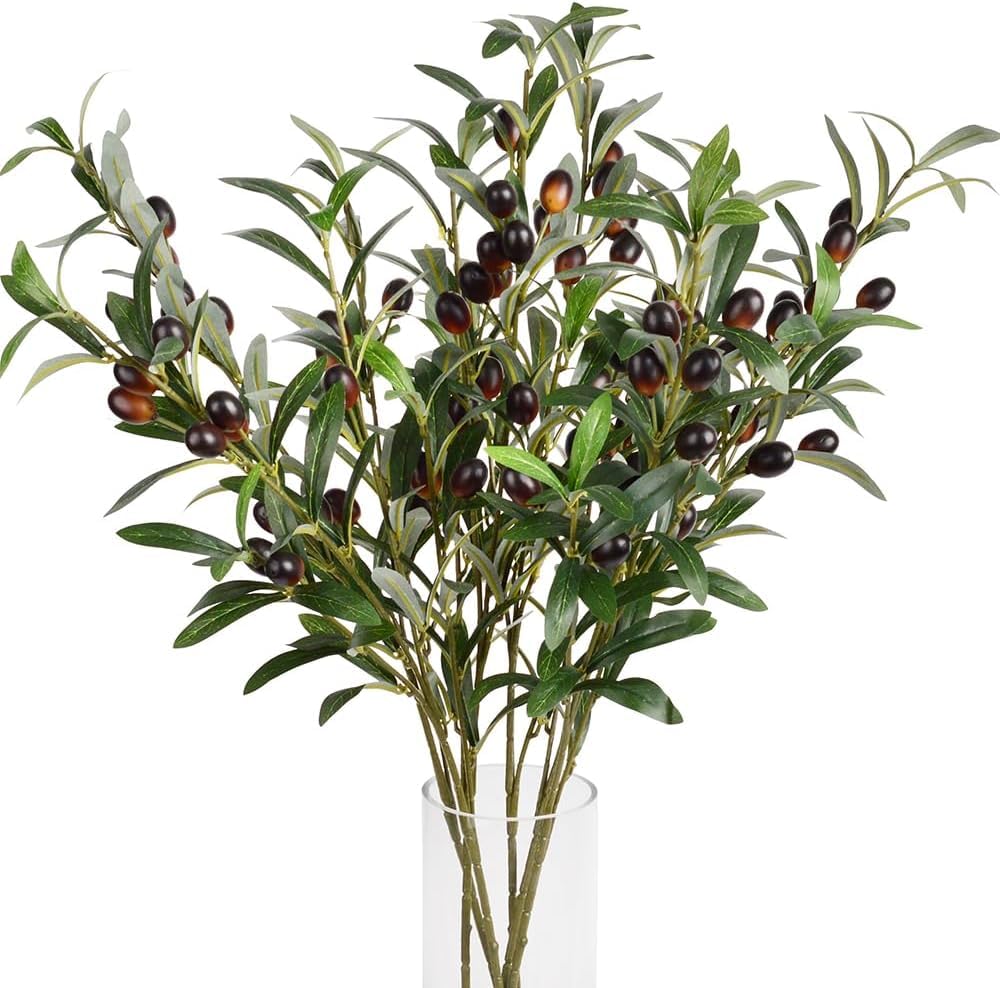 Photo 1 of ?10 PCS 18 Inch Artificia??l Olive Branches for Vases - Realistic Faux Olive Tree Stems with Lifelike Leaves & Fruits, DIY Centerpiece Decor for Home Wedding Office Cafe, Includes Easy-Bend Wire