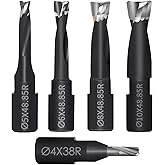 Carbide Router Bits Set for Domino Joiner, 5pcs 4-10mm, PTFE Coated | 5-piece carbide set (4/5/6/8/10mm), woodworking, joinery, chip-free cuts, covers all DF500 mortise sizes in one kit