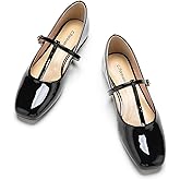 C.Paravano Mary Jane | Flats for Women | Ballet Flats | Mary Janes Shoes for Women | Square Toe Flats (Size 5.5,Black)
