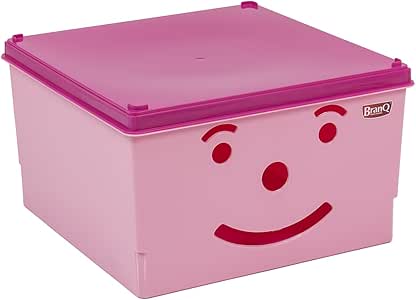 Rosa Juguetes de plástico caja de almacenaje con tapa (16L: Amazon.es