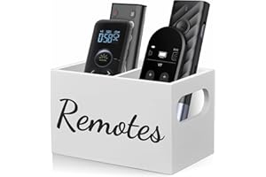 Remote Control Holder for Table, Wooden TV Remote Holder Caddy with 2 Compartments, Remote Organizer, Compact Remote Control 
