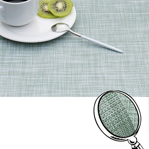 Herawy Placemat, PVC Weave Placemats Set of 4, Adiabatic Placemats Washable Dining Room Table Mats (Mint Green)