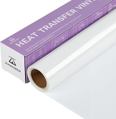 Zwanzer White Heat Transfer Vinyl Roll 12x12ft HTV for Cricut Silhouette