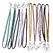 QIDUNLEE 32 inches all around Bling Crystal Rhinestones Leather Neck Strap Lanyard for ID Badge Keys holder (Pack of 10) (10X)