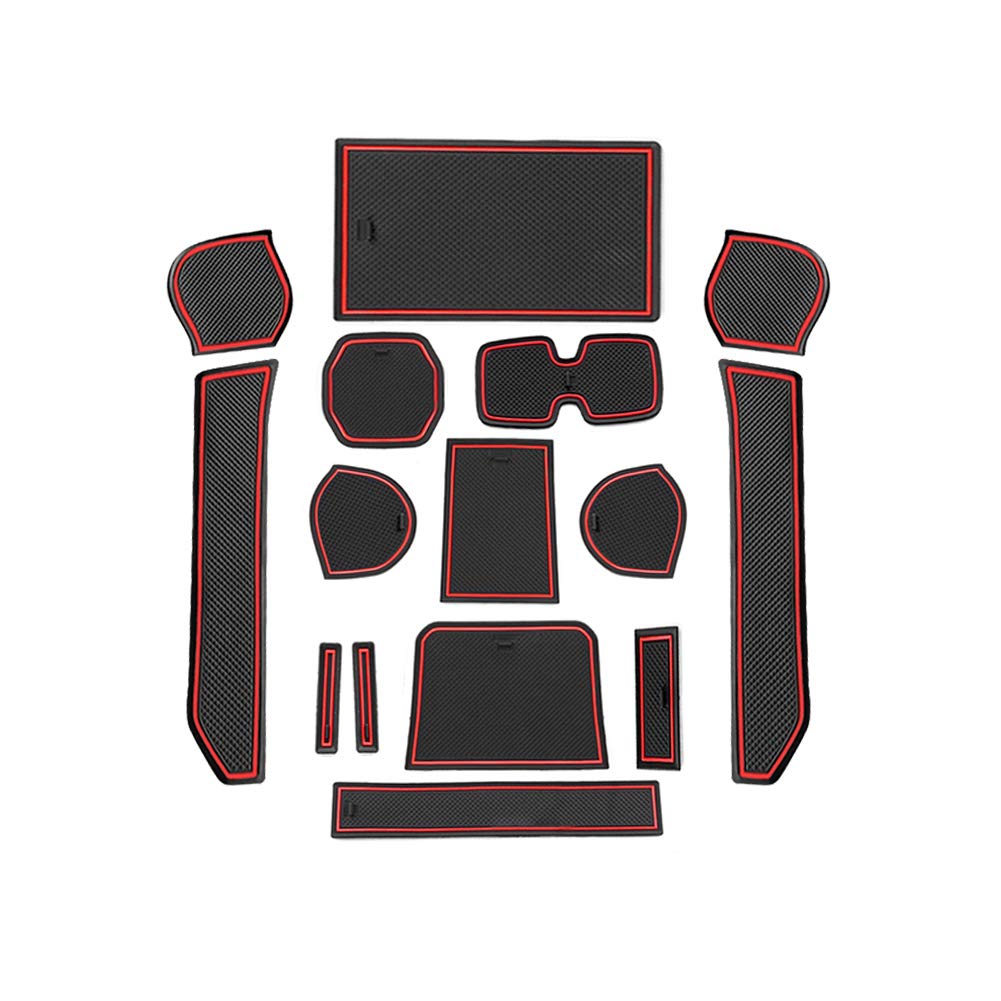 LFOTPP Compatible with Suzu-ki Ignis 2017-2022 Car Rubber Mats,Car Mats Door Slot Mat Car Armrest Drink Holder Mat Centre Console Non-Slip Mat, Ignis Auto Accessories Rubber Mat, 15pcs/Pack (Red)