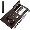 YSAGi Non-Slip Leather Desk Pad, Waterproof Laptop Computer Desk Keyboard Mat, Table Protector Blotter Mat, Large Mouse Pad for Office/Work/Home/Decor(Dark Brown, 31.5" x 15.7")