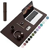 YSAGi Non-Slip Leather Desk Pad, Waterproof Laptop Computer Desk Keyboard Mat, Table Protector Blotter Mat, Large Mouse Pad for Office/Work/Home/Decor(Dark Brown, 31.5" x 15.7")