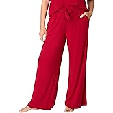 Bali Women's Sleepwear Wide Leg Pants, Breathe Pajama Bottoms, Sleepwear Pants with Pockets, Drawstring Waistband
