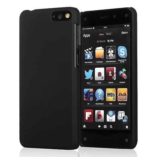 KHOMO® FIRE PHONE Ultra Schwarz Matt Gummiert Slider Schutzcover Case für das neue Amazon Fire 3D Phone