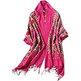 Urban CoCo Women's Embroidered Oversize Tassel Shawl Scarf Wraps for Women