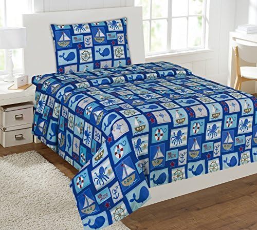 Amazon Com Wpm Sailor Blue Bedding Set Whale Shark Sea Creatures