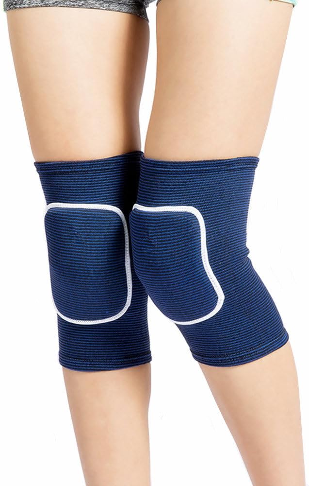 LZEEM Soft Kneepads Cotton Volleyball Tennis 1 Pair-Women Pole Dance Yoga Knee Protector Guards for Athletic Use Adult Cycling Gym Workout Exercise Skating Knee Brace Support With Sponge (Blue, S)