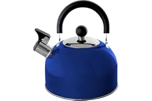 Lily's Home 2 Quart Stainless Steel Whistling Tea Kettle, the Perfect Stovetop Tea and Water Boilers for Your Home, Dorm, Condo or Apartment. (Blue)