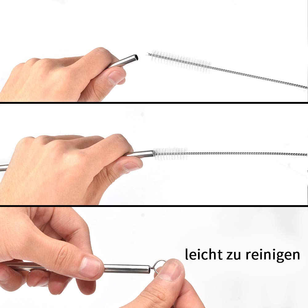 Racksoy Umweltfreundliche wiederverwendbare Edelstahl Trinkhalm Getränke Strohhalme 8,5 Zoll 4 Bent & 4 Straight für Saft Milch Kaffee 20 OZ Yeti Tumbler Soda mit 2 Reinigungsbürsten(4 gebogene, 4 gerade Strohhalme, 2 Reinigungsbürsten.)