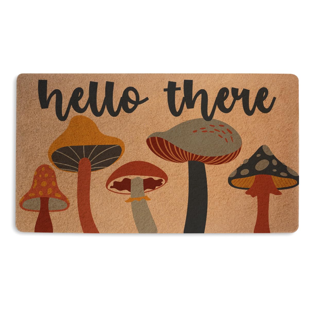 Photo 1 of Mushroom Door Mat 18x30 Inch, Colorful Mushroom Durable Welcome Mat for Outdoor Indoor Entryway Porch Home Decor, Coco Coir Doormat with Heavy Duty Non-Slip PVC Backing, Hello There Fun Chill Doormat