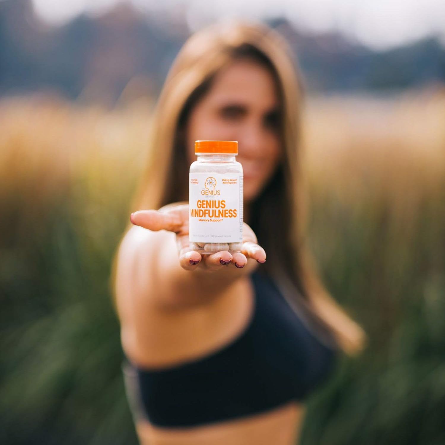 Genius Stress & Anxiety Relief Supplement w/ Ashwagandha, Nootropic Brain Booster & Memory Support w/ blueberry extract, Natural Focus, Energy & Serotonin, Calm Adrenal Fatigue & Cortisol 30 Capsules: Health & Personal Care