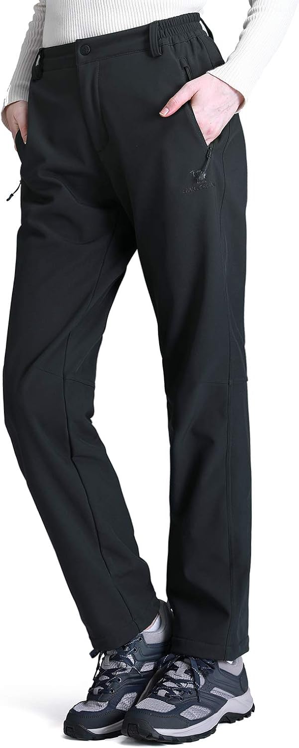 CAMEL CROWN Womens Softshell Pants Fleece Lined Waterproof Windproof Ski Snow Insulated Hiking Hunting Trousers: Clothing