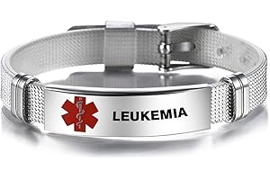 NARTGO Red Medical Alert ID Emergency Bracelet for Women Men's First Aid Seniors Health Alarm Stainless Steel Plate Adjustable PVC Band Bracelets