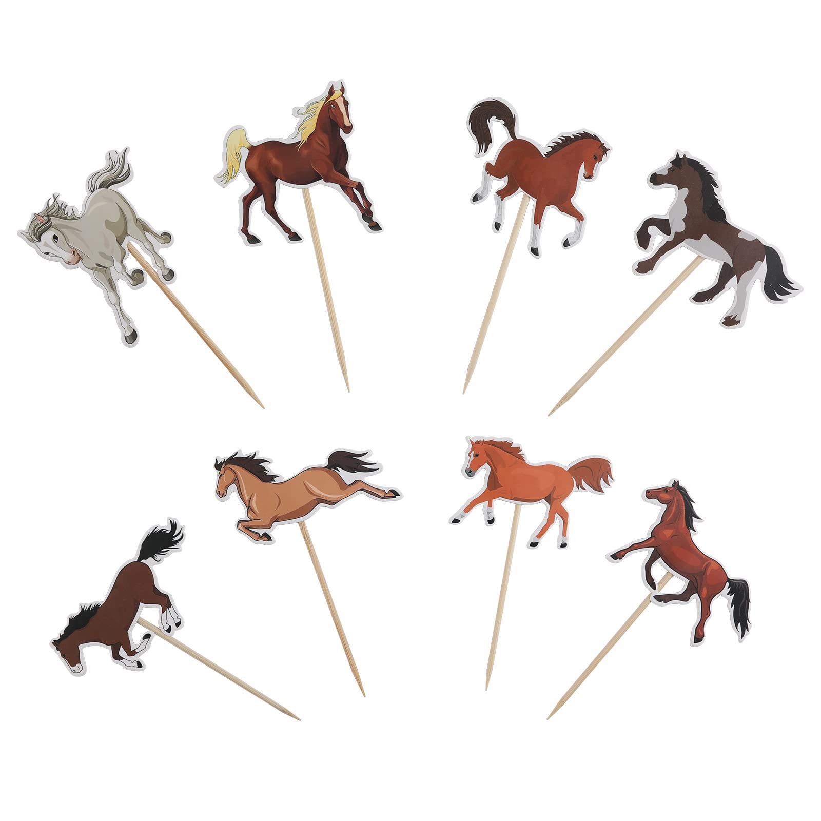 KINBOM 32pcs Horse Cake Toppers, Horse Cupcake Picks Horse Racing Party Supplies for Birthday Horse Themed Party Cake Decorations