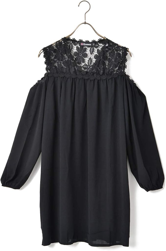 Amazon 大きいサイズ レディース 肩出しチュニック ミニワンピ デコルテレース 透かし Ll 3l 4l 5l 6l T368 ワンピース チュニック 通販