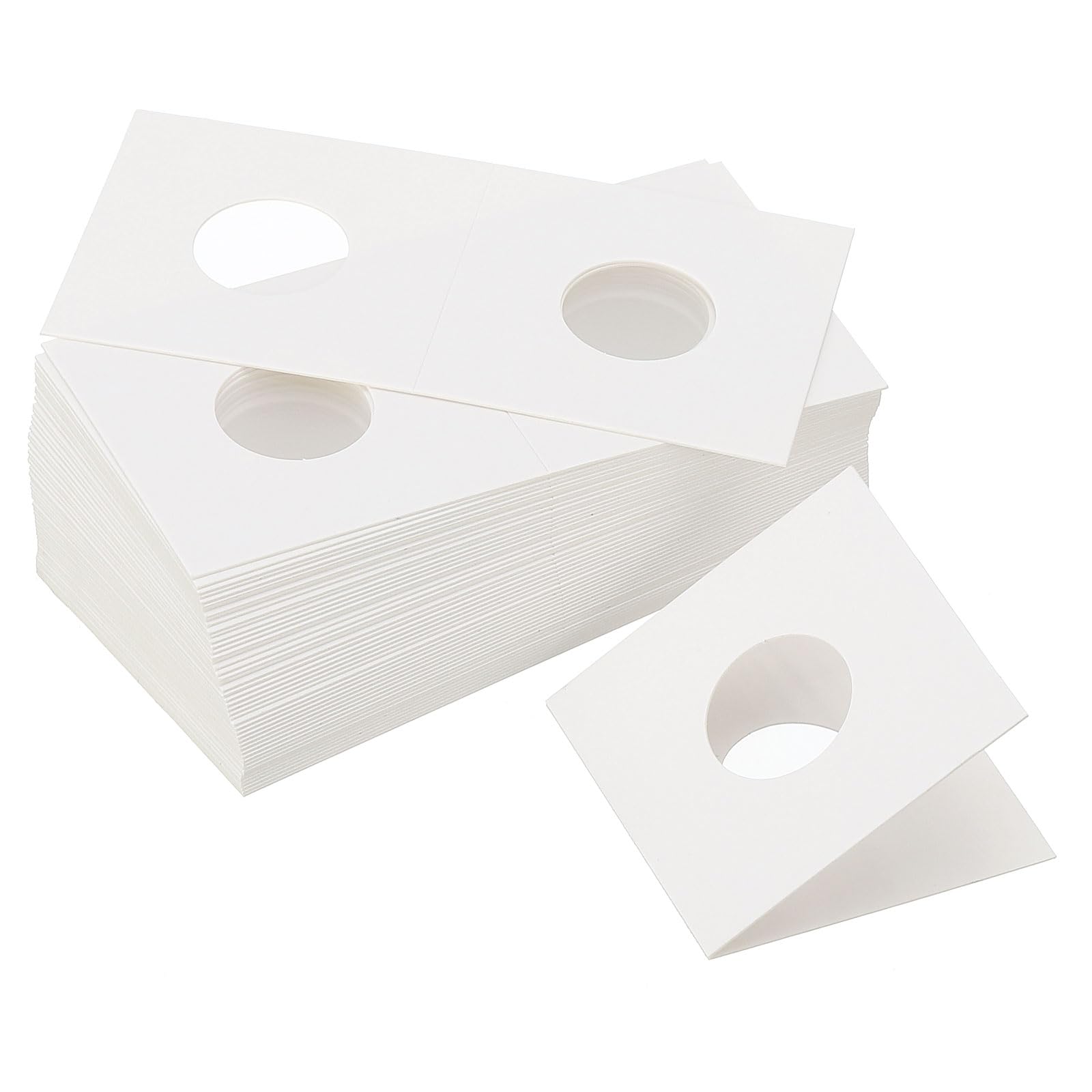 PATIKIL 2x2" Cardboard Coins Holders, 300 Pcs Coin Flips Cardboard Coin Holder Flips for 20.5 mm The Coin Collection Supplies Holder Storage, White