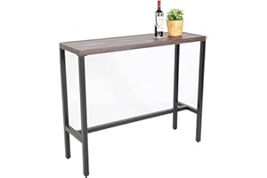 Anmutig Outdoor Counter Height Bar Table, 45.5” Pub Height Dining Bar Table with Wood-Like Metal Tabletop for Hot Tub, Garden, Yard, Balcony, Poolside, Indoor Outdoor