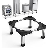Mini Fridge Stand with 4 Strong Feet Washing Machine Stand Base Adjustable Universal Stand Base for Portable Refrigerator Dryer Stand Laundry Pedestal Appliance 9.1"-10.2" Height Load 660LB-Black