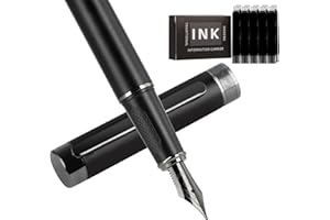 Zalantan Fountain pen, luxury pen, Nice pen gift, pure copper heavy feel Office Executive Pen Smooth Writing Pens for Men Funcy Pens with Gift Case 10 black ink cartridges (Black)