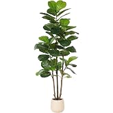 Realead 6ft Fiddle Leaf Fig Tree Artificial with Tall Exquisite Planter | Faux Fiddle Leaf Fig Tree, Natural Trunk, Lifelike Leaves - Fake Fig Tree for Home Living Room Bedroom Offices Indoor Decor