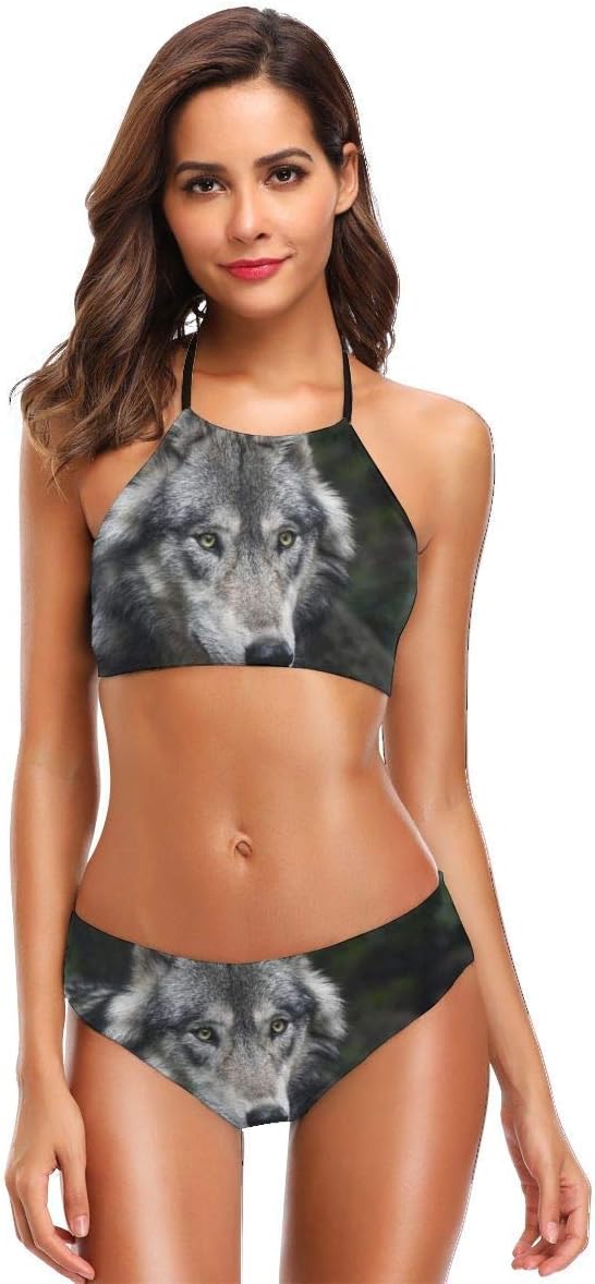 Women's Halter Bikini Set 2 Piece Bamboo Swimsuit Beach Suit