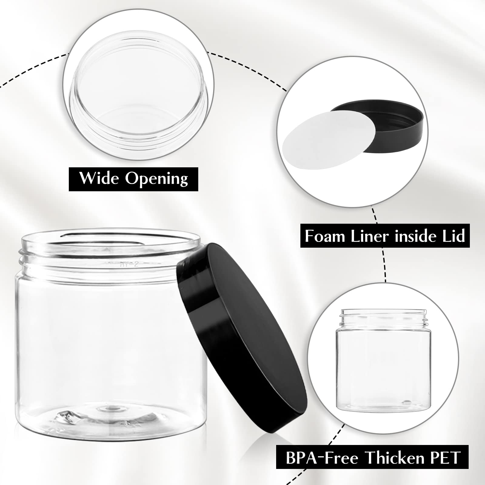TUZAZO 4 Oz Plastic Container Jars with Lids and Labels BPA Free, Empty Round Clear Cosmetic Slime Jars for Lotion, Cream, Ointments, Body Butter, Makeup, Travel Storage (12 Pack)