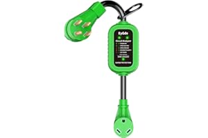 EyGde 50 Amp to 30 Amp RV Adapter with Surge Protector, Patented 5000Joules NEMA 14-50P to NEMA TT-30R RV Adapter Plug 16.3 Inch, Circuit Analyzer Power Guard for Camper Travel Trailer, Green