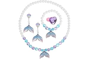 Mermaid Necklace Bracelet Set Mermaid Jewelry for Girls Kids Birthday Decorations Gift for Princess Party Accessories (Neckla