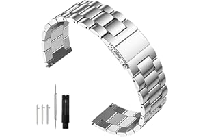 Nizonlaie Quick Release Stainless Steel Watch Band Matte Brushed Metal Watchband 14mm 16mm 18mm 20mm 22mm 24mm Universal Solid Stainless Steel Metal Smartwatch Bracelet Replacement Band for Men Women