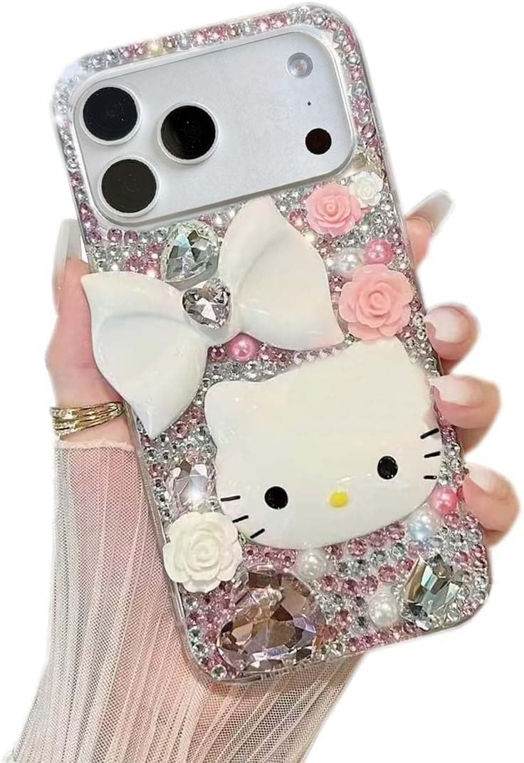 Bling Diamond Glitter Rhinestone Case for iPhone 17 Pro Max - Cartoon Cute 3D Bowknot Crystal Girly Luxury Fashion Clear Protective Phone Case for Girls Women