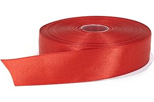 Stuffvisor Red Satin Ribbon, 1 inch x 50 Yards, Double Face Solid Color, Thick and Durable Ribbon Roll, 100% Polyester Ribbon for Gift Wrapping, Crafts, Hair and Multiple Decorations