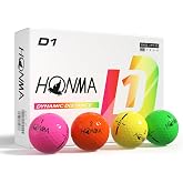 Honma D1 Distance Golf Balls, White &amp; Multi-Color Options, 1 Dozen | Colored Golf Balls &bull; For Men Women &bull; High-Speed Core &bull; Low Compression &bull; Low-Spin Flight