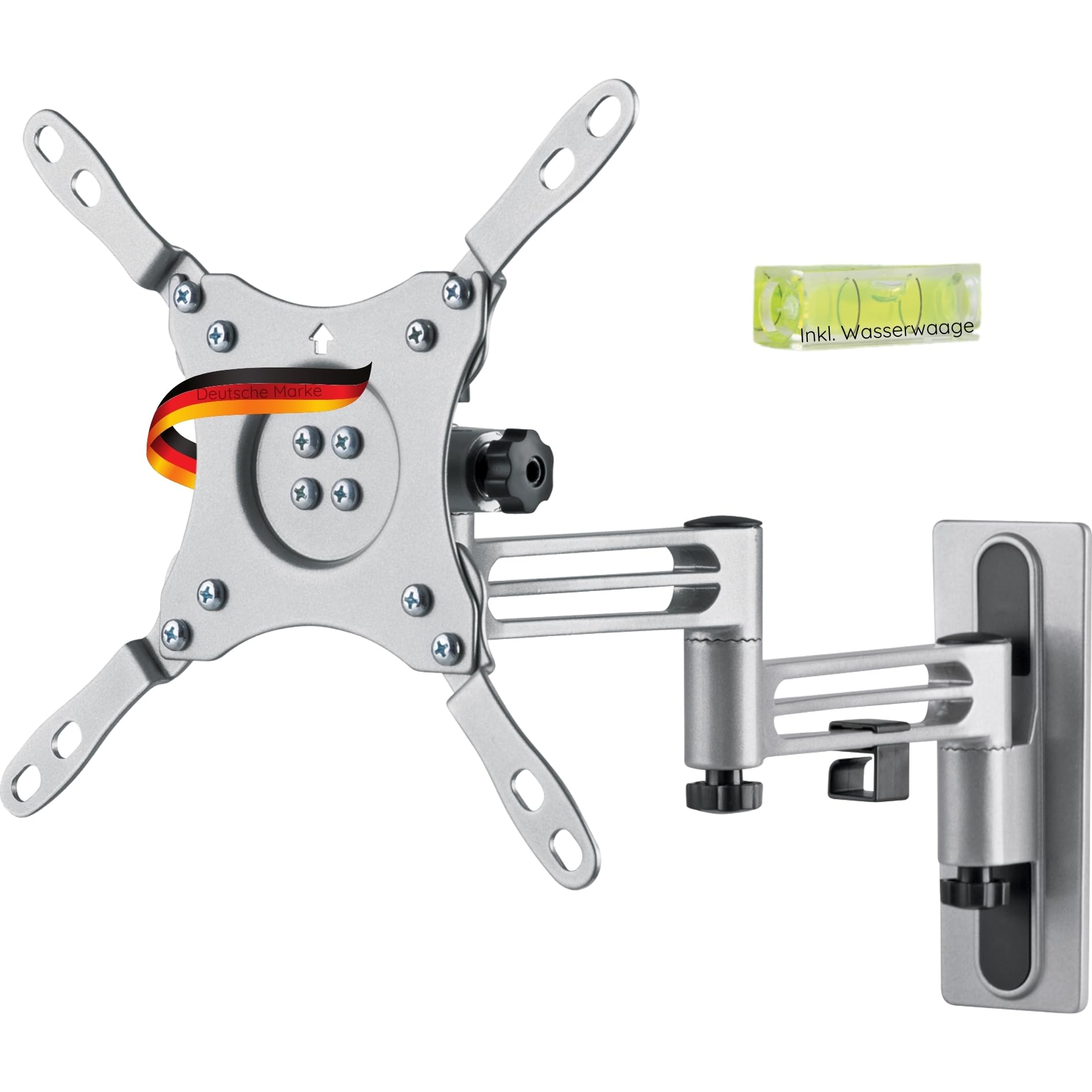 SCHWAIGER LWHD4315 513 TV Wall Mount 13-43 Inch TV Mount Tiltable/Swivelling/Maximum 15 kg/VESA Standard 200 x 200 Silver with Mounting Accessories