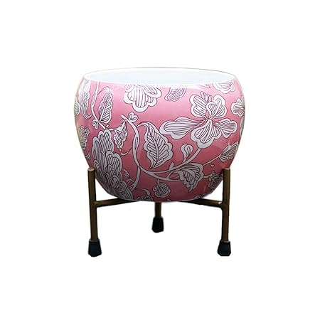 Pepper Agro Round Metal Meena Pots with Stand | Pink Color Flower Planter for Home Garden Decor | Table Top Flower Pot | Best for Indoor Plantation