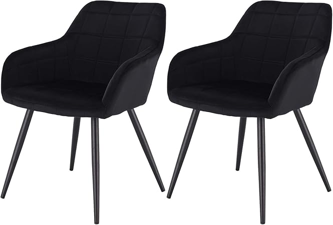 Esituro 2x Sedie Da Pranzo Con Braccioli Moderne Poltrone Per Camera Da Letto In Velluto Nero Sdc0273 2 Amazon It Casa E Cucina