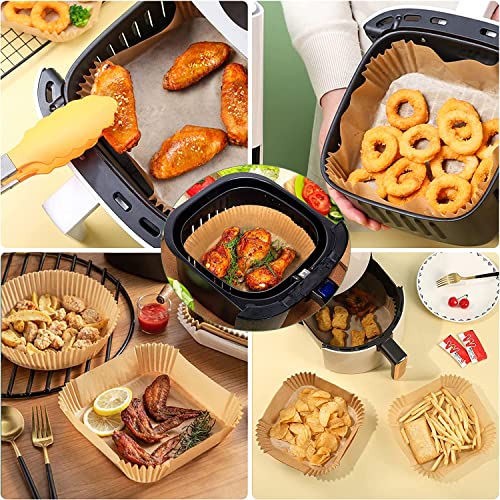 100 pcs 7.9in for Air Fryer Disposable Paper Square Nonstick Premium Greaseproof Parchment Fryer Cooking Paper Basket Fryer Microwave Oven square
