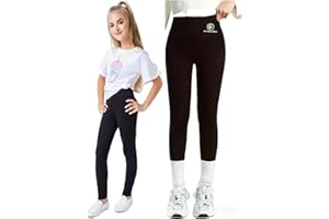 BESTOPPER Girls Leggings, High Waist Stretch Slim Yoga Pants, Casual Sport Dance Tights, Ages 4-14Y