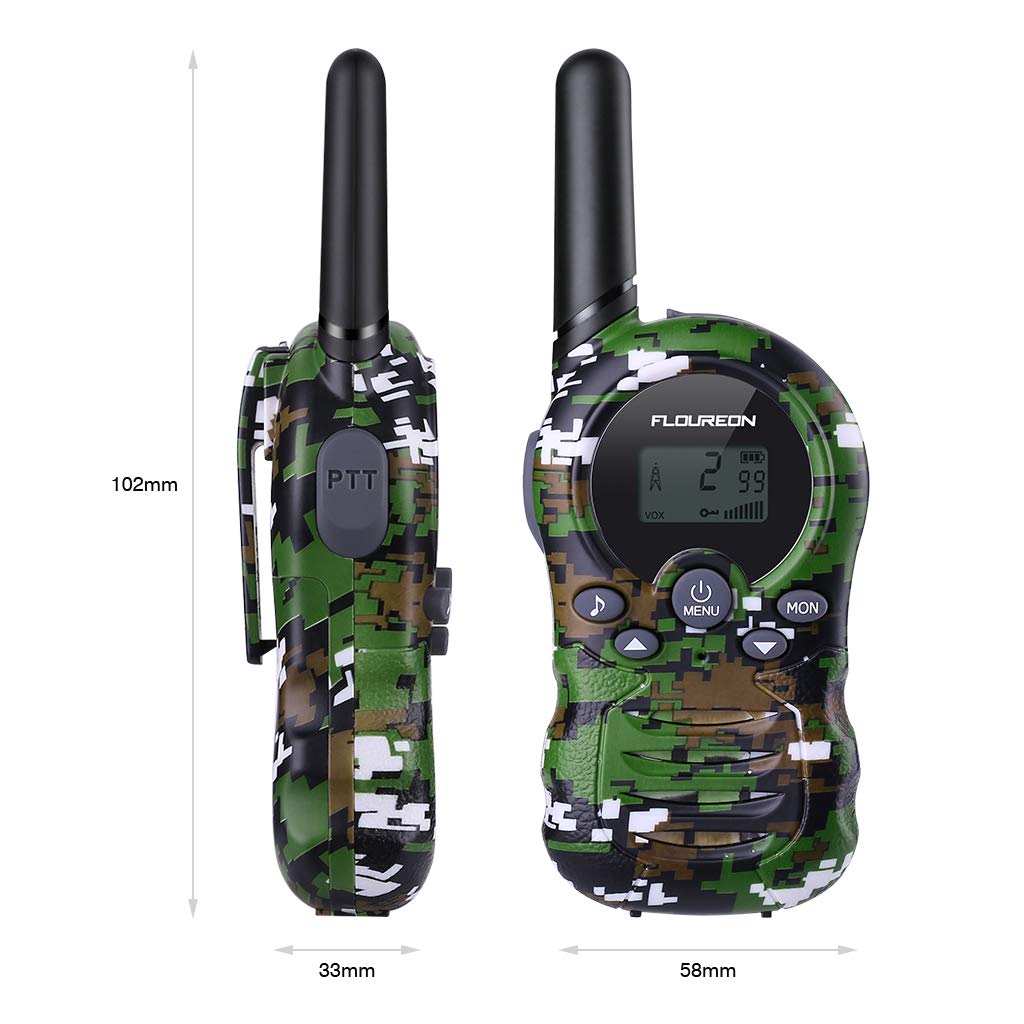 FLOUREON PMR Funkgerät Walkie Talkies 8 Kanäle Walki Talki Funkhandy Interphone mit LC-Display Tarnunggrün