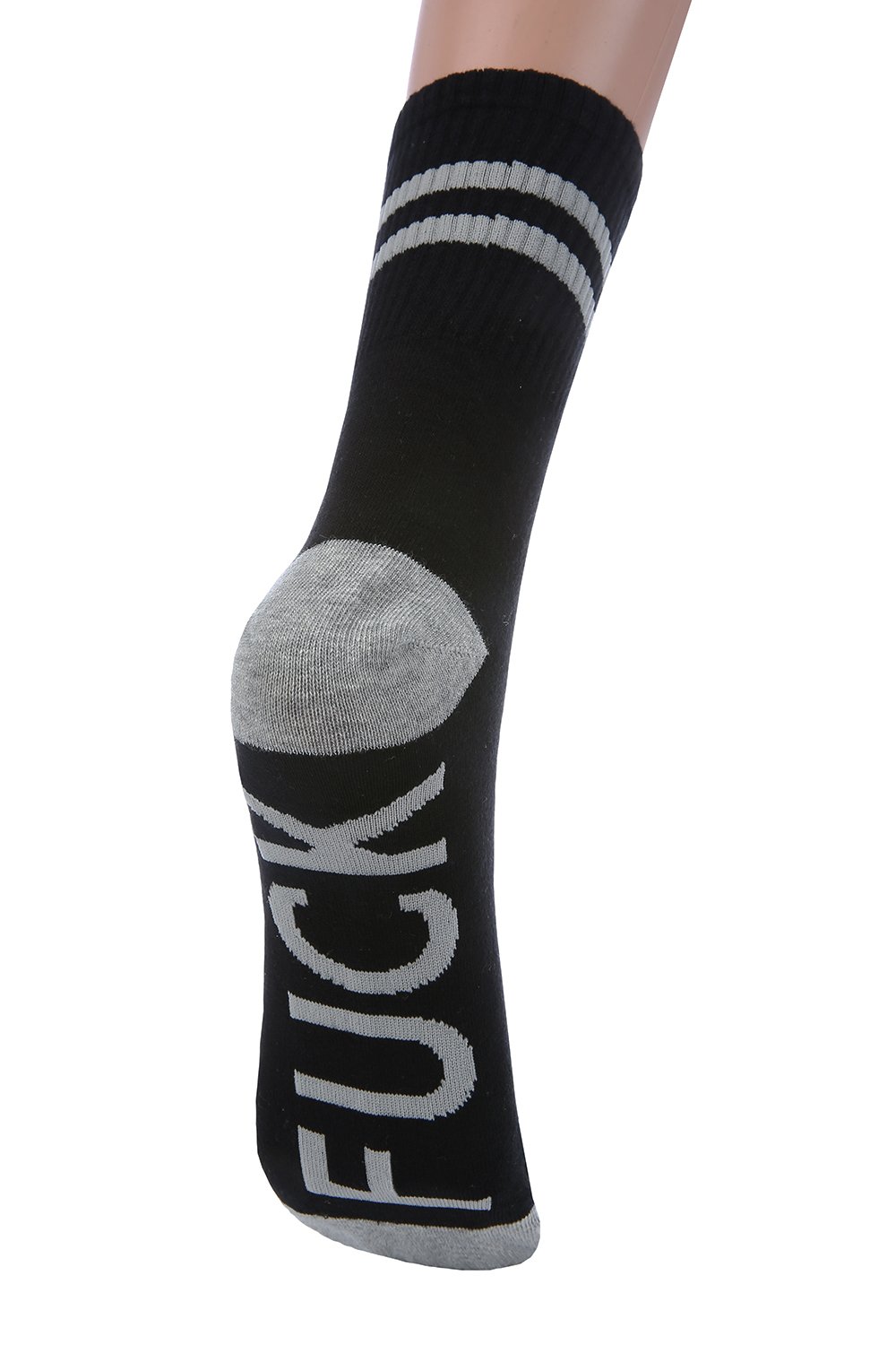 Chuanqi Womens Funny Saying Socks Fuck Off Half Crew Cotton Letter Printed Ribbed Knit Socks